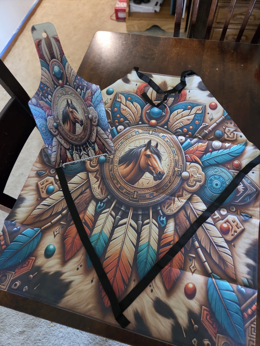 Tempered Glass Cutting Board/serving Platter And Apron Bundle